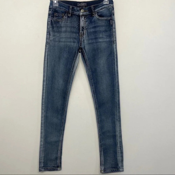 Silver Sasha Skinny Girls Size 12 Blue Wash Denim Low Rise Jeans - Picture 1 of 8